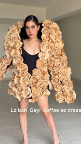 ಕಾಫಿ ಪುಡಿ ಬಳಸಿ ಡ್ರೆಸ್ ಮಾಡಿದ ಉರ್ಫಿ: ವಿಡಿಯೋ ನೋಡಿ