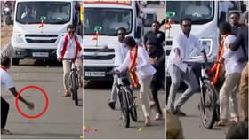 ಅಭಿಮಾನಿ ಎಸೆದ ಹೂವಿನ ಮಾಲೆಯನ್ನು ಬಾಂಬ್ ಎಂದು ತಿಳಿದು ಓಡಿದ ದಳಪತಿ ವಿಜಯ್