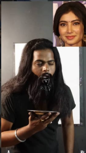 ನಾಲಗೆಯಿಂದ ಧುರಂಧರ್ ಬೆಡಗಿಯ ಚಿತ್ರ ಬಿಡಿಸಿದ ಕಲಾವಿದ