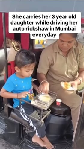3ವರ್ಷದ ಮಗುವಿನೊಂದಿಗೆ ಆಟೋ ಓಡಿಸಿ ಜೀವನ ನಡೆಸುತ್ತಿರುವ ತಾಯಿ