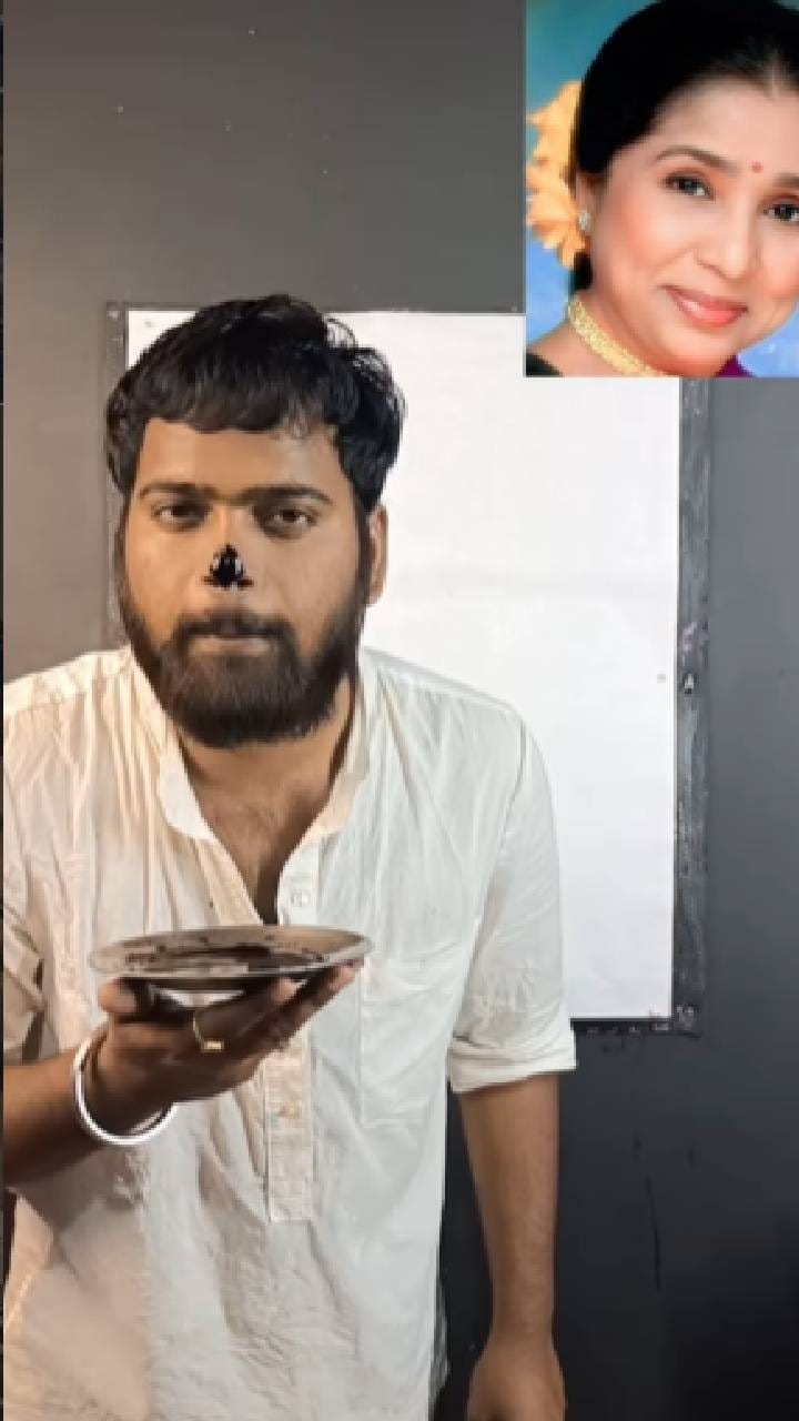 ಮೂಗಿನಿಂದ ಆಶಾ ಭೋಸ್ಲೆ ಚಿತ್ರ ಬಿಡಿಸಿದ ಕಲಾವಿದ