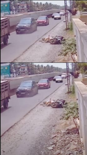 ಸ್ಕೂಟರ್ ಸವಾರನ ಮೈ ಜುಂ ಎನಿಸುವ ಅಪಘಾತದ ದೃಶ್ಯ ವೈರಲ್