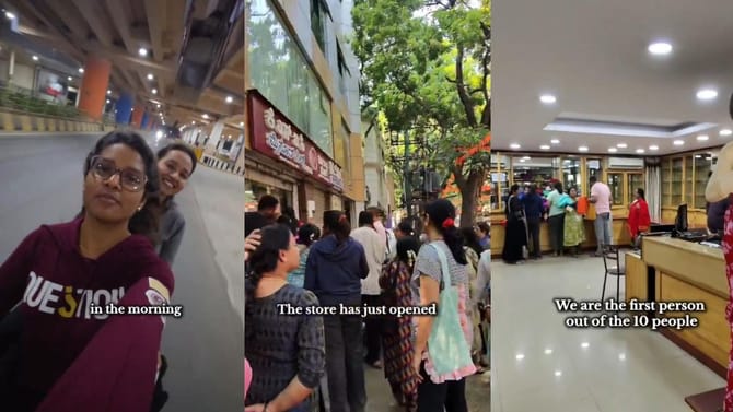 ಮೈಸೂರ್ ಸಿಲ್ಕ್ ಸೀರೆ ಖರೀದಿಸಲು ಮುಂಜಾನೆ 4 ಗಂಟೆಗೆ ಕ್ಯೂ ನಿಂತ ಯುವತಿ