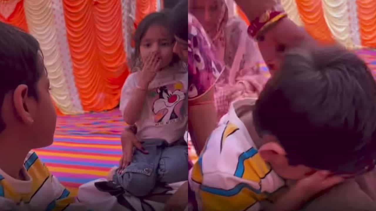 Video: ಪುಟಾಣಿ ಫ್ಲೈಯಿಂಗ್ ಕಿಸ್ ಕೊಡುತ್ತಿದ್ದಂತೆ ನಾಚಿ ನೀರಾದ ಪುಟ್ಟ ಹುಡುಗ