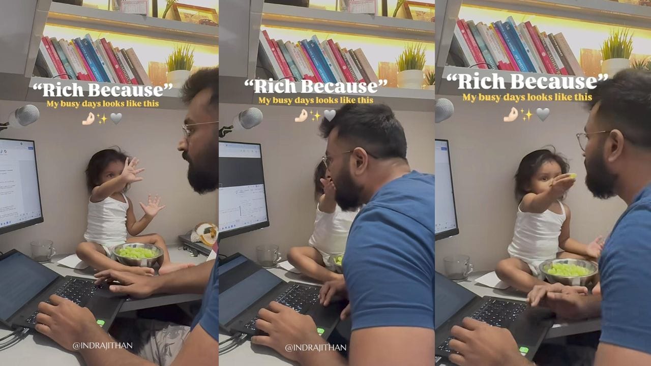 Video: ಎಷ್ಟು ಚಂದ ಈ ಬಾಂಧವ್ಯ; ಅಪ್ಪನಿಗೆ ತನ್ನ ಪುಟ್ಟ ಕೈಗಳಿಂದ ಕೈ ತುತ್ತು ನೀಡಿದ ಪುಟಾಣಿ Video: ಎಷ್ಟು ಚಂದ ಈ ಬಾಂಧವ್ಯ; ಅಪ್ಪನಿಗೆ ತನ್ನ ಪುಟ್ಟ ಕೈಗಳಿಂದ ಕೈ ತುತ್ತು ನೀಡಿದ ಪುಟಾಣಿ