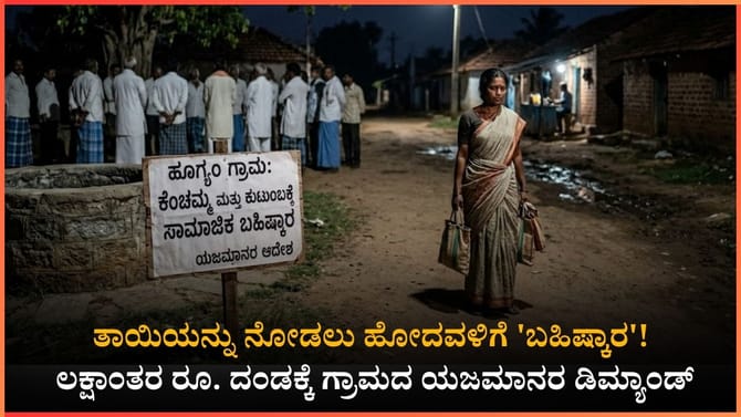 ಅನಾರೋಗ್ಯ ಪೀಡಿತ ತಾಯಿಯನ್ನು ನೋಡಲು ಹೋದ ಪತ್ನಿಗೆ 'ಸಾಮಾಜಿಕ ಬಹಿಷ್ಕಾರ'!