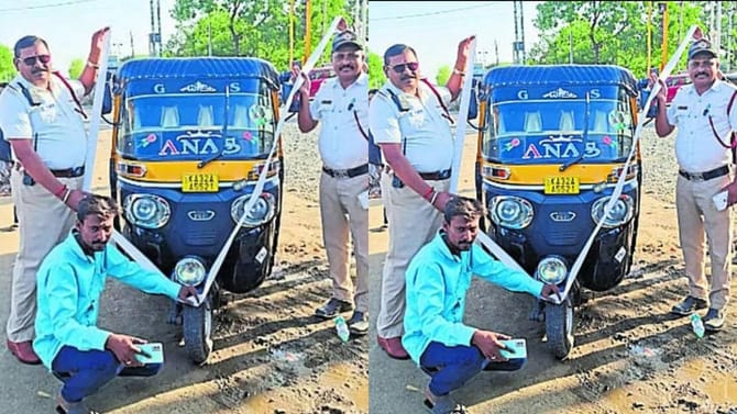 ಕಲಬುರಗಿ: 44 ಸಲ ಸಂಚಾರಿ ನಿಯಮ ಉಲ್ಲಂಘನೆ; 23,500 ರೂ ದಂಡ ತೆತ್ತ ಆಟೋ ಚಾಲಕ
