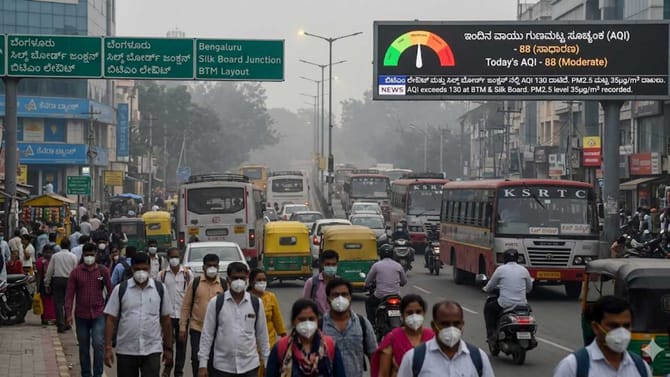 ಸಿಲ್ಕ್ ಬೋರ್ಡ್, ಬಿಟಿಎಂ ಲೇಔಟ್‌ನಲ್ಲಿ ಹದಗೆಟ್ಟ ವಾಯು ಗುಣಮಟ್ಟ!