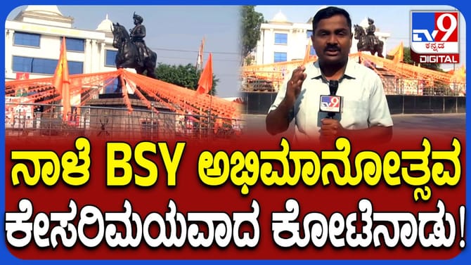 ಬಿಎಸ್​ವೈ ಅಭಿಮಾನೋತ್ಸವಕ್ಕೆ ಸಜ್ಜಾದ ಚಿತ್ರದುರ್ಗ: ಕೇಸರಿಮಯವಾದ ನಗರ