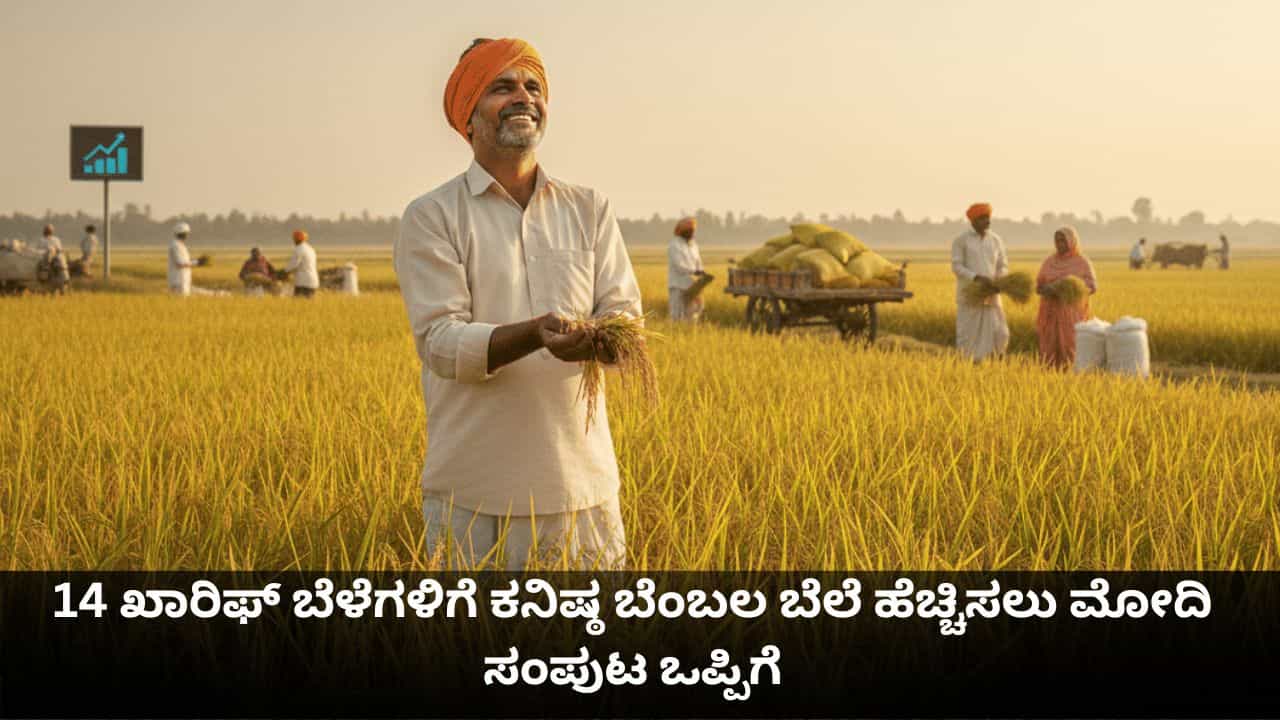 ರೈತರಿಗೆ ಒಳ್ಳೆ ಸುದ್ದಿ; 14 ಖಾರಿಫ್ ಬೆಳೆಗಳ ಕನಿಷ್ಠ ಬೆಂಬಲ ಬೆಲೆ ಹೆಚ್ಚಿಸಲು ಮೋದಿ ಸಂಪುಟ ಒಪ್ಪಿಗೆ