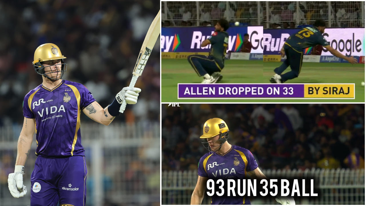KKR vs GT: 34 ರನ್​ಗಳಿದ್ದಾಗ ಕ್ಯಾಚ್ ಬಿಟ್ಟ ಸಿರಾಜ್; 93 ರನ್ ಚಚ್ಚಿದ ಅಲೆನ್