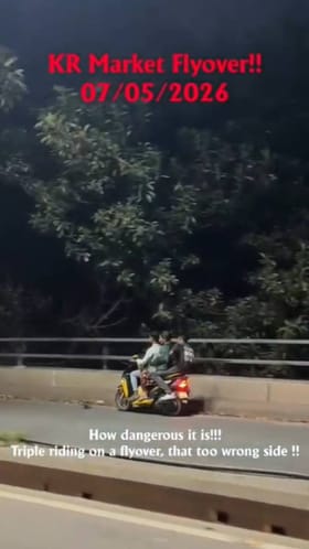 ಒನ್​​​ವೇನಲ್ಲಿ ಯುವಕರ ಡೇಂಜರಸ್ ತ್ರಿಬಲ್ ರೈಡಿಂಗ್​​: ವಿಡಿಯೋ ವೈರಲ್​
