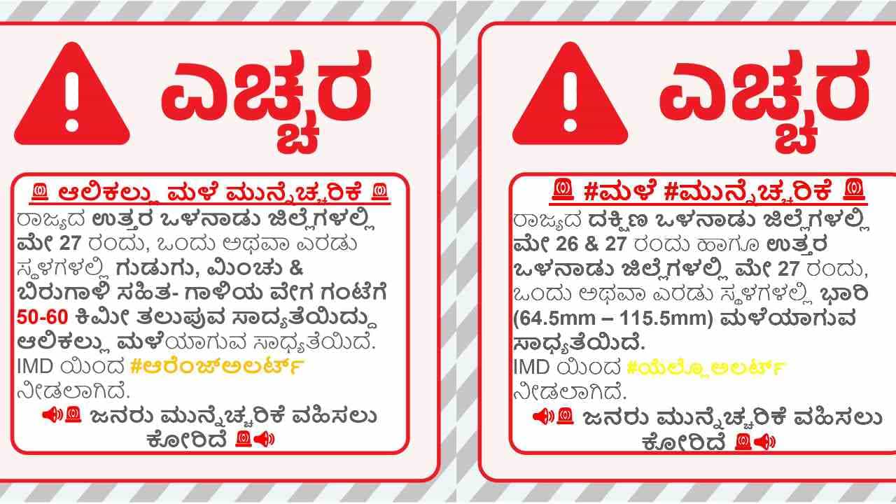 Karnataka Weather Forecast: ತಿಂಗಳಾಂತ್ಯದವರೆಗೂ ಕರ್ನಾಟಕದಲ್ಲಿ ಭಾರೀ ಮಳೆ ಎಚ್ಚರಿಕೆ ನೀಡಿದ ಹವಾಮಾನ ಇಲಾಖೆ