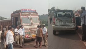 ತುಂಗಭದ್ರಾ ಸೇತುವೆ ವೇಲೆ ಮತ್ತೊಂದು ಅಪಘಾತ: ಕಾರಿಗೆ ಗುದ್ದಿದ ಲಾರಿ