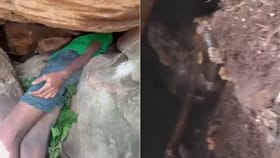 ಬಂಡೆಯ ಸಂದಿಯಲ್ಲಿ ಸಿಲುಕಿದ ಬಾಲಕನ ತಲೆ, ಕಣ್ಣೆದುರೇ ಹೆಡೆ ಎತ್ತಿ ನಿಂತ ಹಾವು