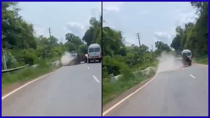 ನಿಯಂತ್ರಣ ತಪ್ಪಿ ಚರಂಡಿಗೆ ಡಿಕ್ಕಿ ಹೊಡೆದ ಕಾರು