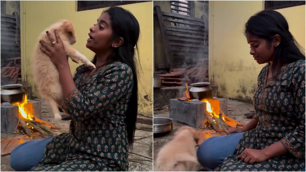 Rakshita Shetty lovingly feeding cooked chicken to her pet dogs