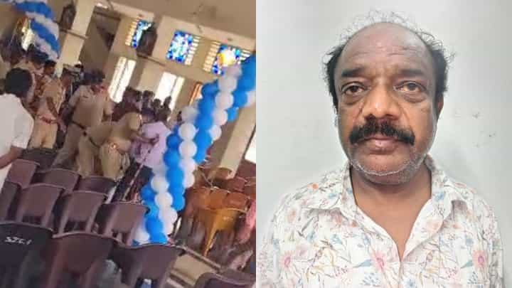 ಗಡಿಪಾರಾಗಿದ್ದ ರೌಡಿಯನ್ನು ಮಗಳ ಮದುವೆ ಮಂಟಪದಿಂದಲೇ ಸಿನಿಮೀಯ ಶೈಲಿಯಲ್ಲಿ ಎಳೆದೊಯ್ದ ಪೊಲೀಸರು: ವಿಡಿಯೋ ವೈರಲ್ ಗಡಿಪಾರಾಗಿದ್ದ ರೌಡಿಯನ್ನು ಮಗಳ ಮದುವೆ ಮಂಟಪದಿಂದಲೇ ಸಿನಿಮೀಯ ಶೈಲಿಯಲ್ಲಿ ಎಳೆದೊಯ್ದ ಪೊಲೀಸರು: ವಿಡಿಯೋ ವೈರಲ್