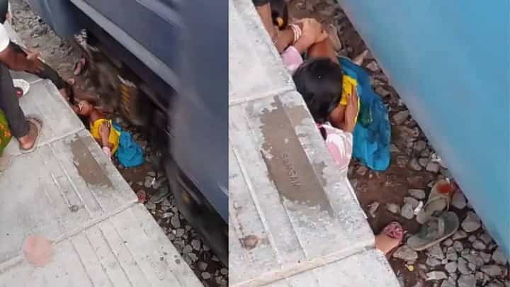 Video: ಆತುರದಿಂದ ಹಳಿ ದಾಟುವಾಗ ಬಂದೇ ಬಿಡ್ತು ರೈಲು, ಮಕ್ಕಳನ್ನು ಎದೆಗಪ್ಪಿ ಕುಳಿತ ಮಹಿಳೆ Video: ಆತುರದಿಂದ ಹಳಿ ದಾಟುವಾಗ ಬಂದೇ ಬಿಡ್ತು ರೈಲು, ಮಕ್ಕಳನ್ನು ಎದೆಗಪ್ಪಿ ಕುಳಿತ ಮಹಿಳೆ