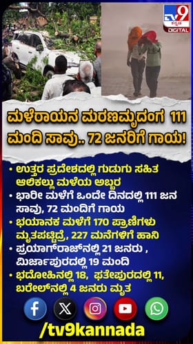 ಮಳೆ ಅಬ್ಬರಕ್ಕೆ ಉತ್ತರ ಪ್ರದೇಶದಲ್ಲಿ 111 ಮಂದಿ ಸಾವು