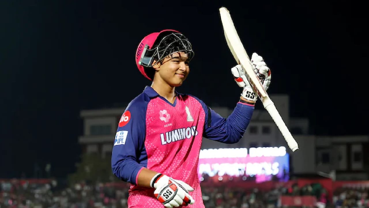 Vaibhav Sooryavanshi batting for Rajasthan Royals in IPL match