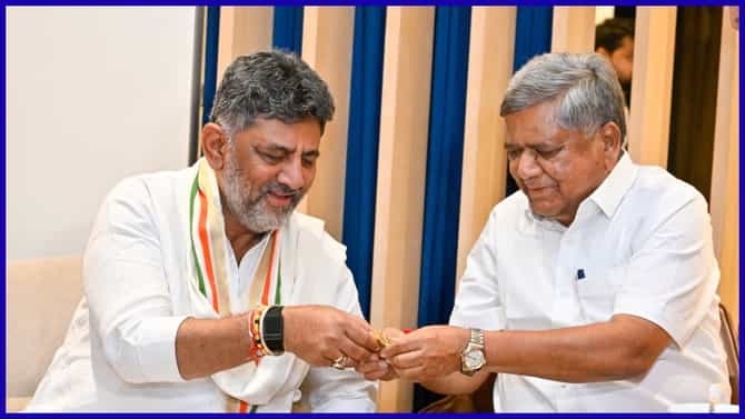 ಜಗದೀಶ್ ಶೆಟ್ಟರ್ ನಿವಾಸಕ್ಕೆ ಭೇಟಿ ನೀಡಿದ ಮುಖ್ಯಮಂತ್ರಿ ಡಿಕೆ ಶಿವಕುಮಾರ್