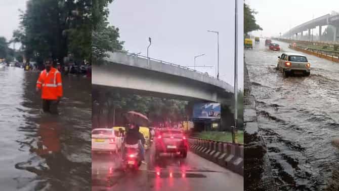 ಬೆಂಗಳೂರಲ್ಲಿ ಮಳೆ ಅಬ್ಬರ: ರಸ್ತೆಗಳು ಜಲಾವೃತ; ಅಲ್ಲಲ್ಲಿ ಸಂಚಾರ ದಟ್ಟಣೆ