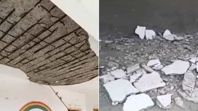 ಸರ್ಕಾರಿ ಶಾಲೆಯ ಮೇಲ್ಛಾವಣಿ ಕುಸಿತ: ಭಾನುವಾರ ಹಿನ್ನೆಲೆ ತಪ್ಪಿದ ಅನಾಹುತ