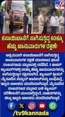 ಕಸಾಯಿಖಾನೆಗೆ ಸಾಗಿಸುತ್ತಿದ್ದ 60ಕ್ಕೂ ಹೆಚ್ಚು ಜಾನುವಾರುಗಳ ರಕ್ಷಣೆ