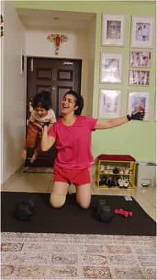 ಮಗುವನ್ನು ಒಂದೇ ಕೈಯಲ್ಲಿ ಎತ್ತಿದ ಅದಿತಿ ಪ್ರಭುದೇವ