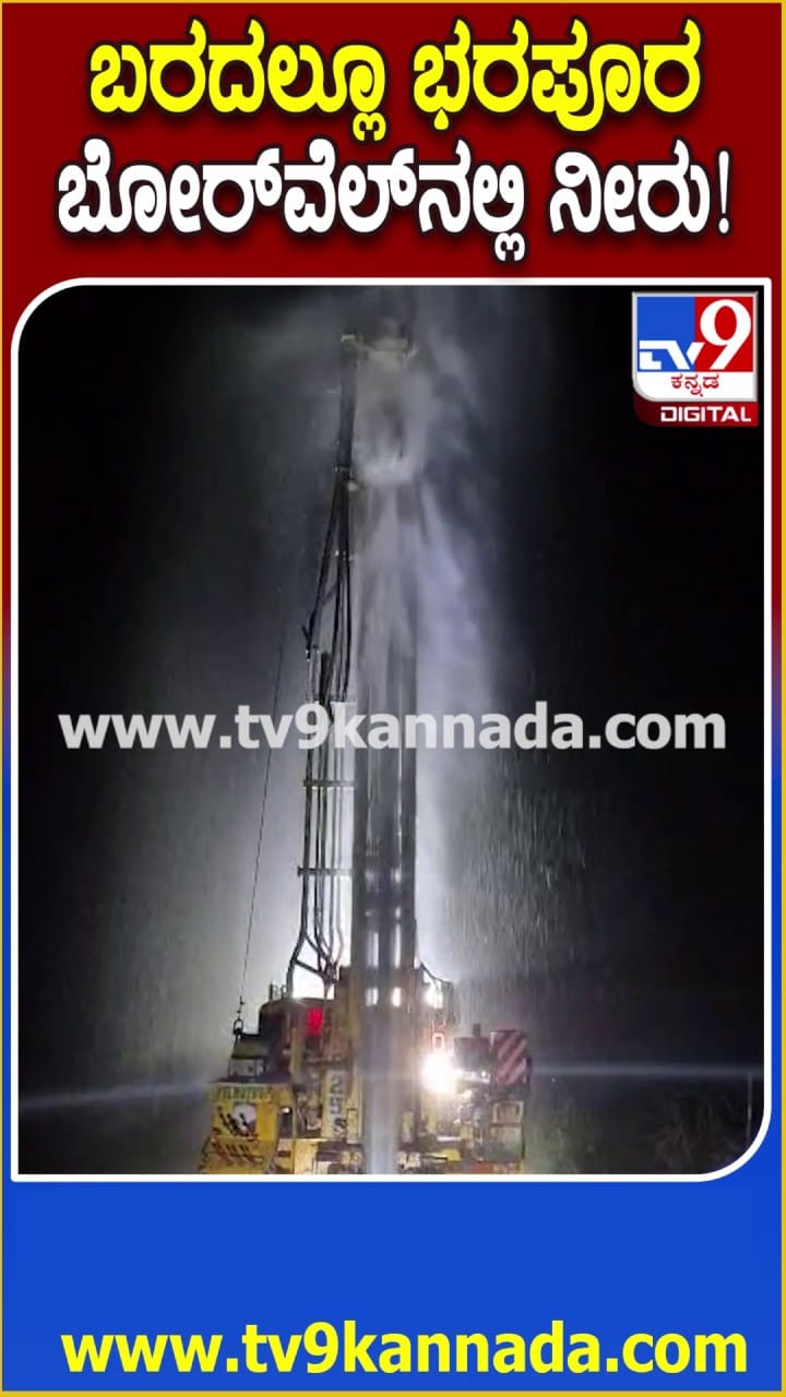 ಬರದಲ್ಲೂ ಭರಪೂರ ಚಿಮ್ಮಿಹರಿದ ಬೋರ್​ವೆಲ್ ನೀರು