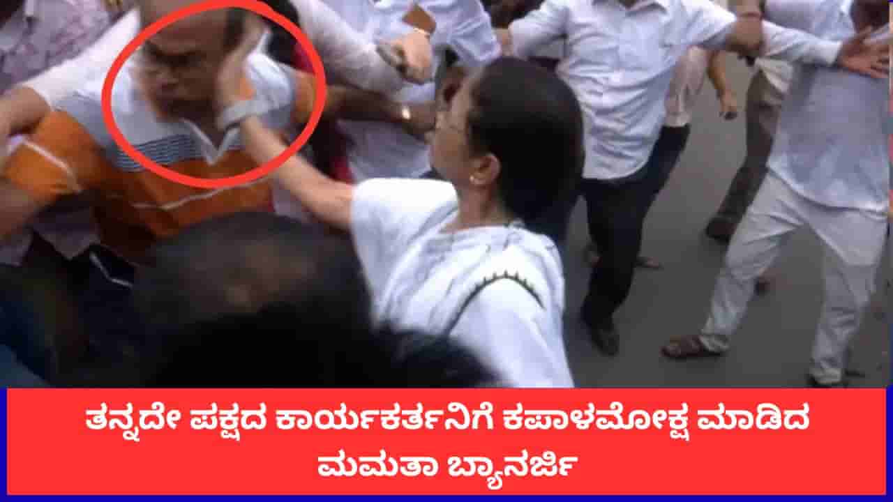 ತಾಳ್ಮೆಗೆಟ್ಟು ತನ್ನದೇ ಪಕ್ಷದ ಕಾರ್ಯಕರ್ತನಿಗೆ ಕಪಾಳಮೋಕ್ಷ ಮಾಡಿದ ಮಮತಾ ಬ್ಯಾನರ್ಜಿ
