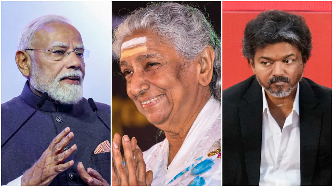 ಗಾಯಕಿ ಎಸ್. ಜಾನಕಿ ನಿಧನ: ಕಂಬನಿ ಮಿಡಿದ ಪ್ರಧಾನಿ ಮೋದಿ, ಸಿಎಂ ವಿಜಯ್, ರಜನಿ, ಕಮಲ್ ಗಾಯಕಿ ಎಸ್. ಜಾನಕಿ ನಿಧನ: ಕಂಬನಿ ಮಿಡಿದ ಪ್ರಧಾನಿ ಮೋದಿ, ಸಿಎಂ ವಿಜಯ್, ರಜನಿ, ಕಮಲ್