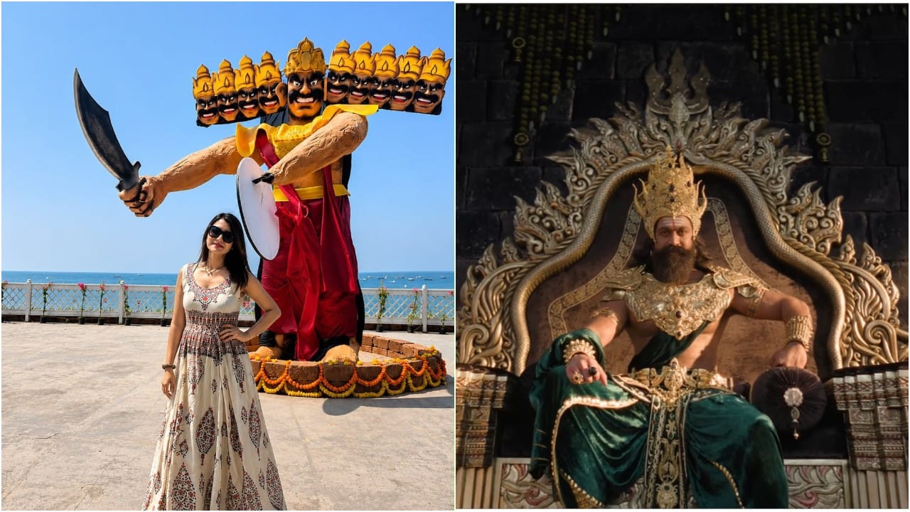 ರಾವಣನ ಪ್ರತಿಮೆ ಎದುರು ರಾಧಿಕಾ ಪಂಡಿತ್ ಪೋಸ್: ಫೋಟೋ ವೈರಲ್