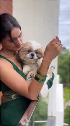 ರಾಶಿಕಾ ಜೊತೆ ಸಖತ್​​ ಆಗಿ ಕ್ಯಾಮೆರಾಗೆ ಪೋಸ್​ ಕೊಟ್ಟ ಮುದ್ದಿನ ಶ್ವಾನ