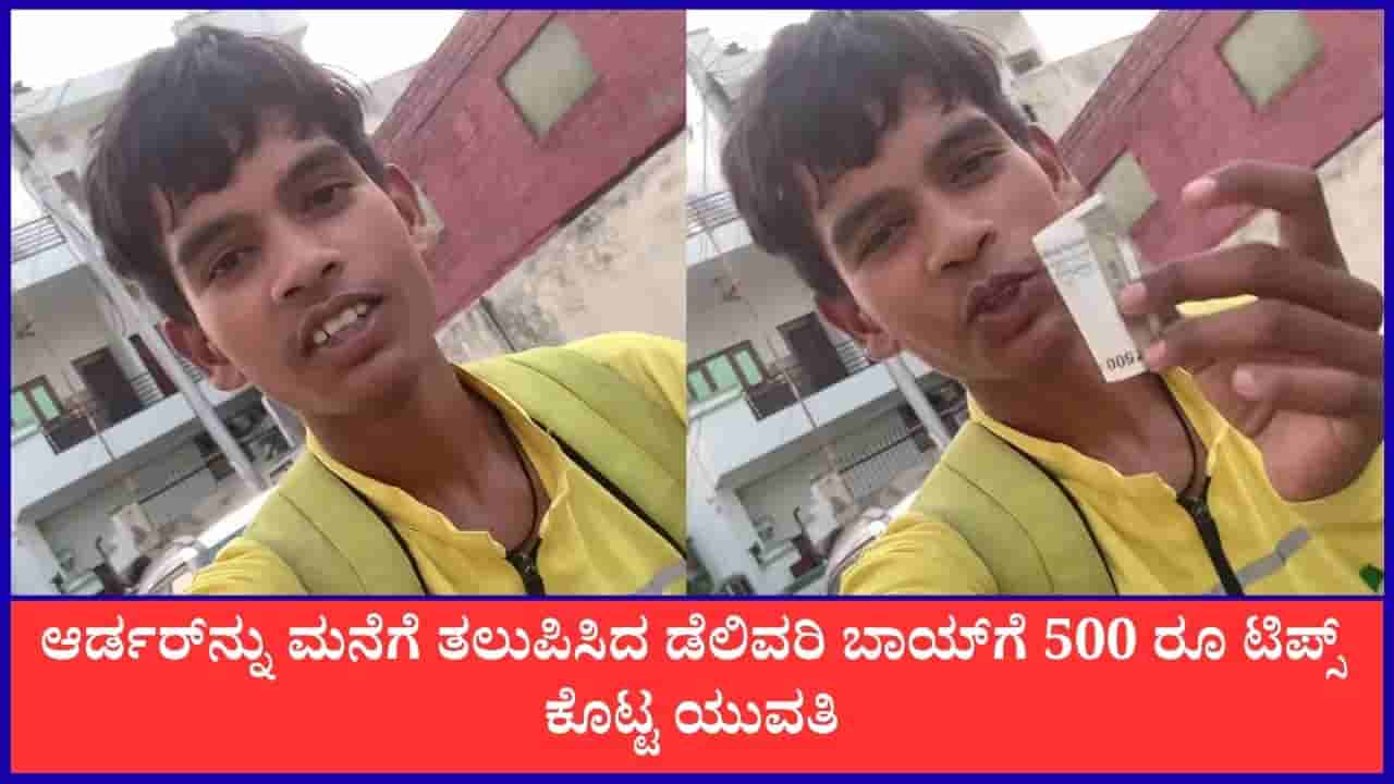 ಆರ್ಡರ್ನ್ನು ಮನೆಗೆ ತಲುಪಿಸಿದ ಡೆಲಿವರಿ ಬಾಯ್ಗೆ 500 ರೂ ಟಿಪ್ಸ್ ಕೊಟ್ಟ ಯುವತಿ