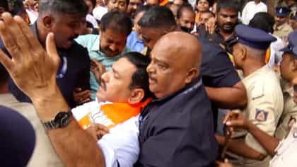 ಸಚಿವ ನಾಗೇಂದ್ರ ರಾಜೀನಾಮೆಗೆ ಆಗ್ರಹಿಸಿ ವಿಧಾನಸೌಧ ಮುತ್ತಿಗೆಗೆ ಬಿಜೆಪಿ ಯತ್ನ