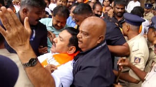 ಸಚಿವ ನಾಗೇಂದ್ರ ರಾಜೀನಾಮೆಗೆ ಆಗ್ರಹಿಸಿ ವಿಧಾನಸೌಧ ಮುತ್ತಿಗೆಗೆ ಬಿಜೆಪಿ ಯತ್ನ: ವಿಕಾಸಸೌಧದ ಗೇಟ್​ ಬಳಿ ಭಾರಿ ಹೈಡ್ರಾಮಾ