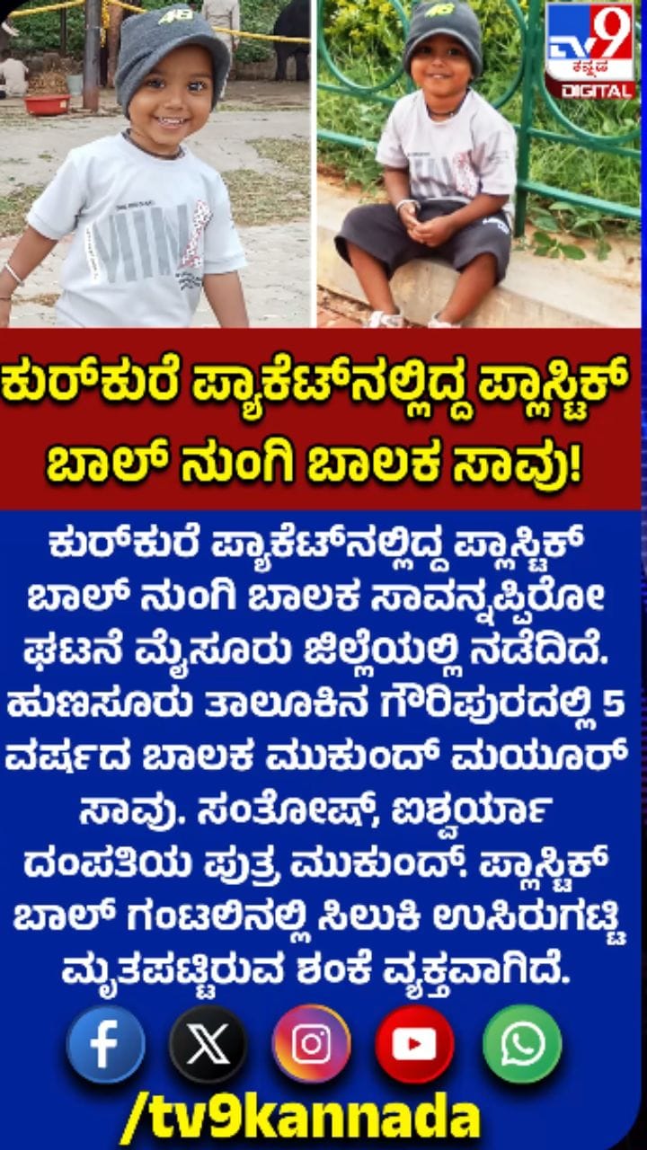 ಬಾಲಕನ ಪ್ರಾಣ ಬಲಿಪಡೆದ ಕುರ್‌ಕುರೆ ಪ್ಯಾಕೆಟ್‌