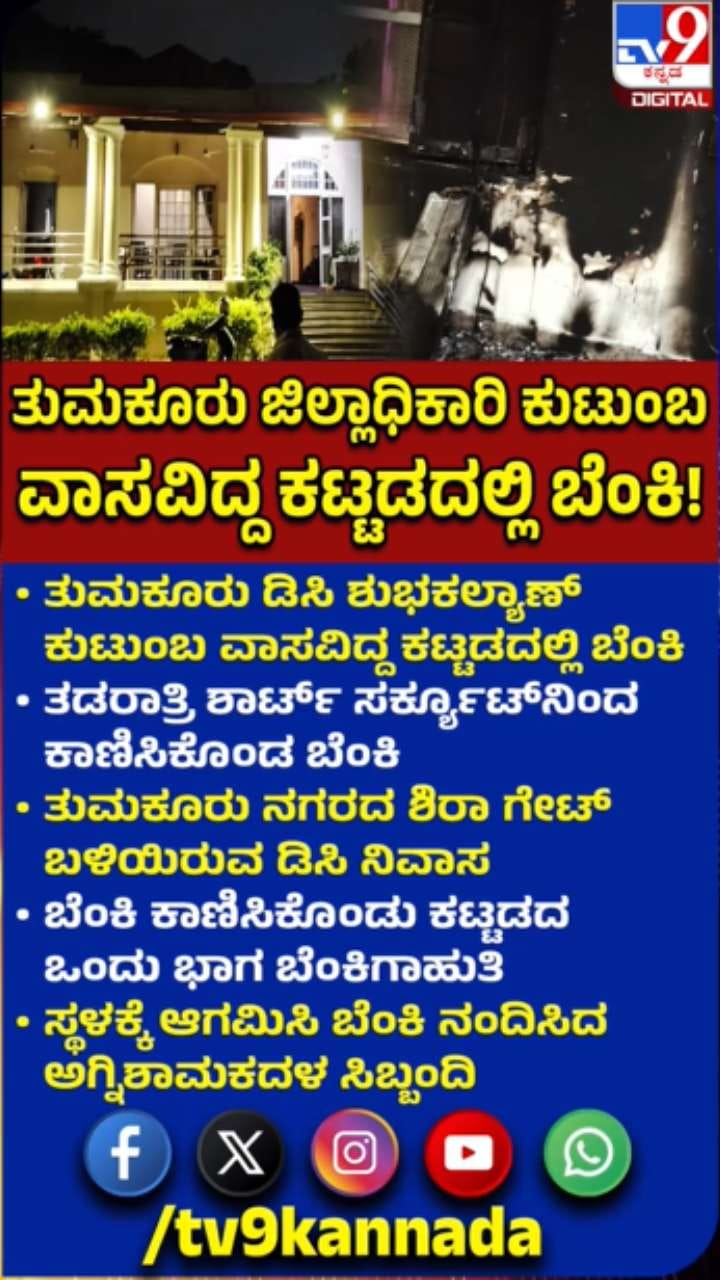 ಶಾರ್ಟ್​ ಸರ್ಕ್ಯೂಟ್: ಡಿಸಿ​ ಕುಟುಂಬ ವಾಸವಿದ್ದ ಕಟ್ಟಡದಲ್ಲಿ ಬೆಂಕಿ