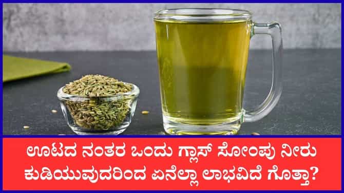 ಸೋಂಪು ನೀರು ಕುಡಿಯುವುದರಿಂದ ದೊರೆಯುವ ಪ್ರಯೋಜನಗಳು