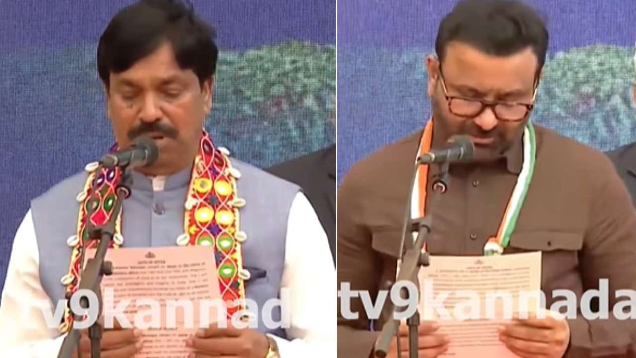 ಬಂಜಾರ ಸಮುದಾಯದ ರುದ್ರಪ್ಪ ಲಮಾಣಿಗೆ ಸಚಿವ ಸ್ಥಾನ ಒಲಿಸಿದ್ದು, ದೇವರ ಹೆಸರಿನಲ್ಲಿ ಪ್ರಮಾಣವಚನ ಸ್ವೀಕರಿಸಿದರು. ಧಾರವಾಡ ಜಿಲ್ಲೆ ಕಲಘಟಗಿ ಕ್ಷೇತ್ರದ ಶಾಸಕರಾಗಿರುವ ಸಂತೋಷ್ ಲಾಡ್ ಶ್ರದ್ಧಾಪೂರ್ವಕವಾಗಿ ಪ್ರಮಾಣ ಮಾಡುವುದಾಗಿ ಪ್ರಮಾಣವಚನ ಸ್ವೀಕಾರ ಮಾಡಿದರು.