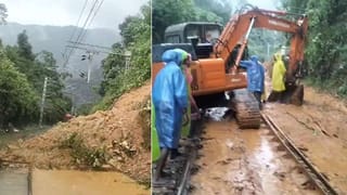 ಧಾರಾಕಾರ ಮಳೆಗೆ ನಲುಗಿದ ಮಲೆನಾಡು: ರೈಲ್ವೆ ಹಳಿ ಮೇಲೆ ಕುಸಿದ ಗುಡ್ಡ, ರೈಲು ಸಂಚಾರ ಸ್ಥಗಿತ!