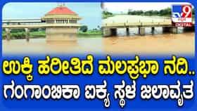 ಮಳೆ ಆರ್ಭಟ: ಉಕ್ಕಿ ಹರಿಯುತ್ತಿರುವ ಮಲಪ್ರಭೆ; ಗಂಗಾಂಬಿಕಾ ಐಕ್ಯ ಸ್ಥಳ ಜಲಾವೃತ