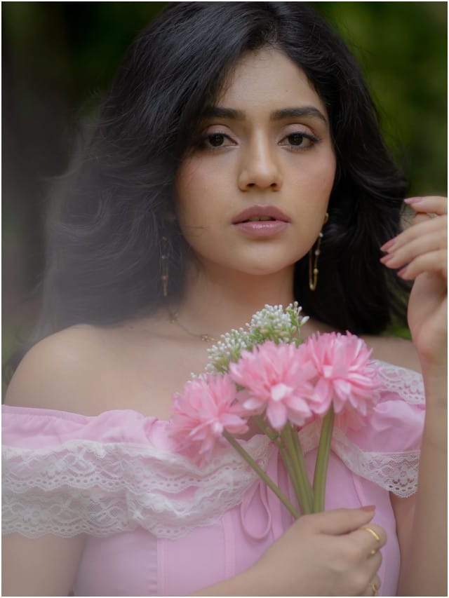 ಗುಲಾಬಿ ಬಣ್ಣದ ಡ್ರೆಸ್​​ನಲ್ಲಿ ಮಿಂಚಿದ ನಟಿ ಮೇಘಾ ಶೆಟ್ಟಿ