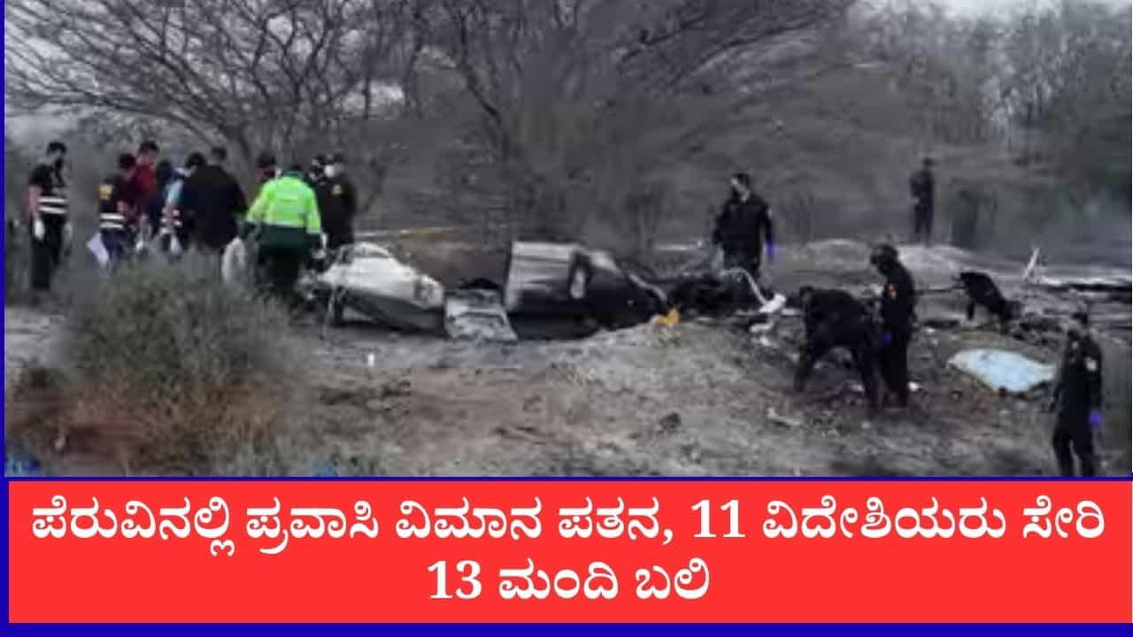 Plane Crash: ಪೆರುವಿನ ನಾಜ್ಕಾ ಲೈನ್ಸ್ ಬಳಿ ಪ್ರವಾಸಿ ವಿಮಾನ ಪತನ: 11 ವಿದೇಶಿಯರು ಸೇರಿ ಎಲ್ಲಾ 13 ಮಂದಿ ದಾರುಣ ಸಾವು Plane Crash: ಪೆರುವಿನ ನಾಜ್ಕಾ ಲೈನ್ಸ್ ಬಳಿ ಪ್ರವಾಸಿ ವಿಮಾನ ಪತನ: 11 ವಿದೇಶಿಯರು ಸೇರಿ ಎಲ್ಲಾ 13 ಮಂದಿ ದಾರುಣ ಸಾವು