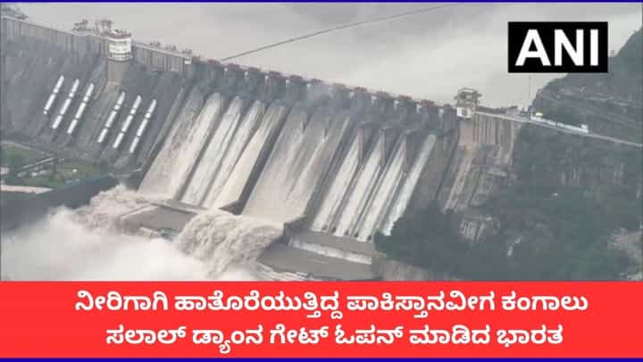 ನೀರಿಗಾಗಿ ಹಾತೊರೆಯುತ್ತಿದ್ದ ಪಾಕಿಸ್ತಾನವೀಗ ಕಂಗಾಲು; ಸಲಾಲ್ ಡ್ಯಾಂನ ಗೇಟ್ ಓಪನ್ ಮಾಡಿದ ಭಾರತ ನೀರಿಗಾಗಿ ಹಾತೊರೆಯುತ್ತಿದ್ದ ಪಾಕಿಸ್ತಾನವೀಗ ಕಂಗಾಲು; ಸಲಾಲ್ ಡ್ಯಾಂನ ಗೇಟ್ ಓಪನ್ ಮಾಡಿದ ಭಾರತ