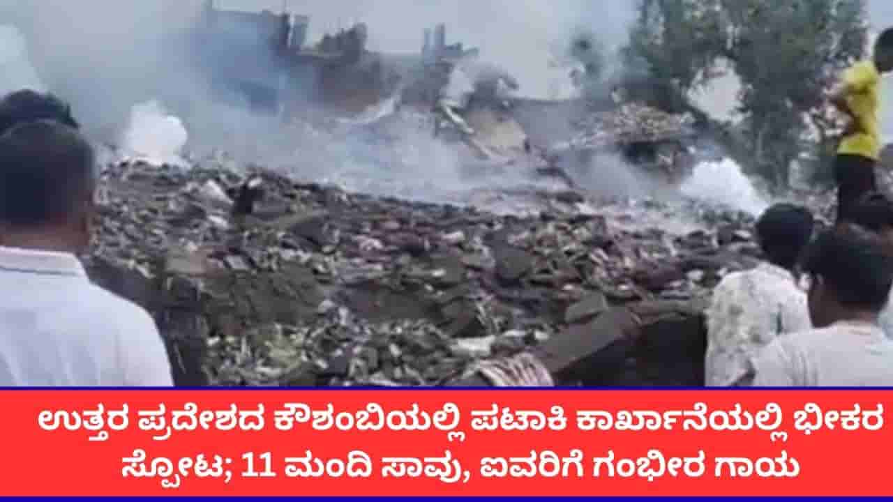ಉತ್ತರ ಪ್ರದೇಶದ ಕೌಶಂಬಿಯಲ್ಲಿ ಪಟಾಕಿ ಕಾರ್ಖಾನೆಯಲ್ಲಿ ಭೀಕರ ಸ್ಫೋಟ; 11 ಜನ ಸಾವು