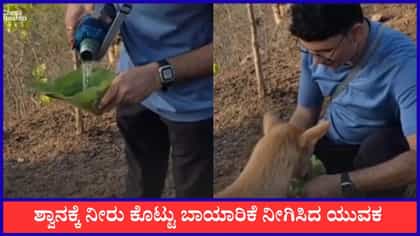 ಶ್ವಾನಕ್ಕೆ ನೀರು ಕೊಟ್ಟು ಬಾಯಾರಿಕೆ ನೀಗಿಸಿದ ಯುವಕ, ವೈರಲ್ ಆಯ್ತು ದೃಶ್ಯ