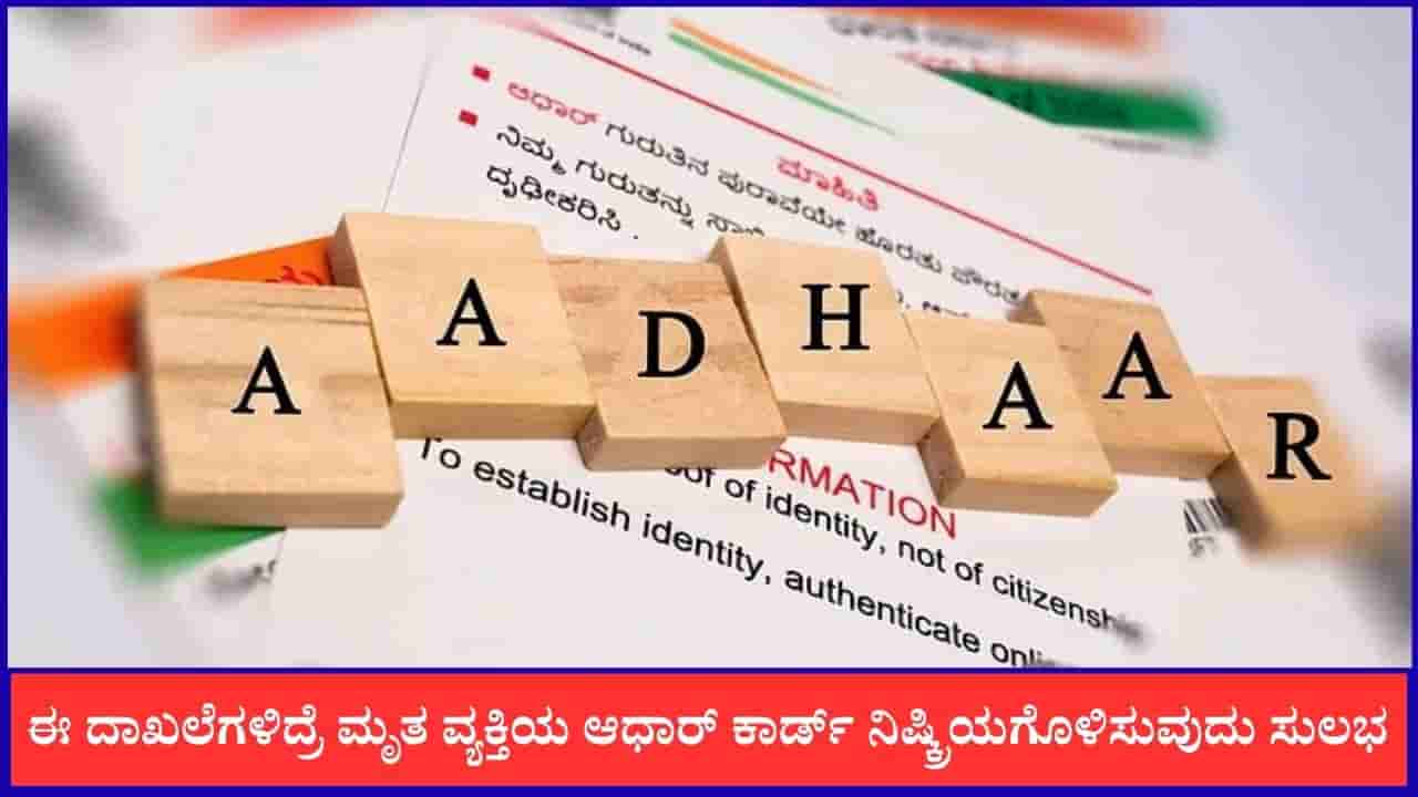 ಈ ದಾಖಲೆಗಳಿದ್ರೆ ಮೃತ ವ್ಯಕ್ತಿಯ ಆಧಾರ್ ಕಾರ್ಡ್ ನಿಷ್ಕ್ರಿಯಗೊಳಿಸುವುದು ಸುಲಭ